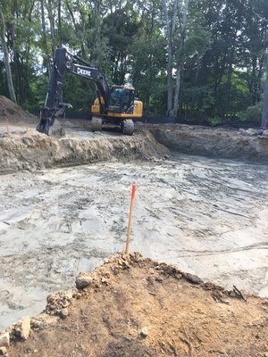 Foundation excavation, all compact and ready for concrete forms