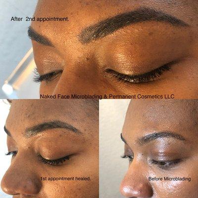 All stages of Microblading.