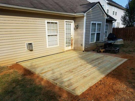 Ground level deck built with all ground contact lumber