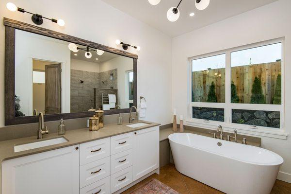 Custom Built home - Master bathroom with free standing tub