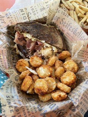 Rueben and tater tots, $7.59. A little light on the corned beef but overall a great deal.