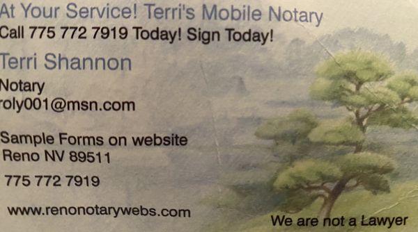 At Your Service! Terri's Mobile Notary