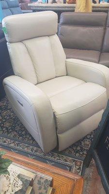 Leather power recliner with power headrest