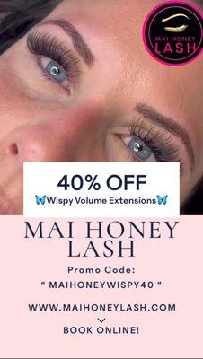 HOLIDAY SPECIAL 40% OFF WISPY VOLUME FULL SET LASH EXTENSION! Located in Burnsville, MN