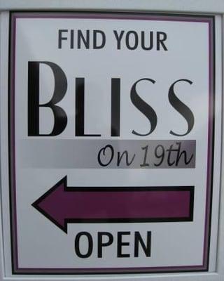 Find your BLISS today.  235 West 19th Street in the Historic Heights.