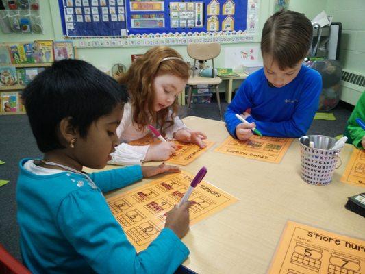 All of our classes focus on developmentally appropriate skills, such as letter and number recognition, math skills, letter sounds and more.