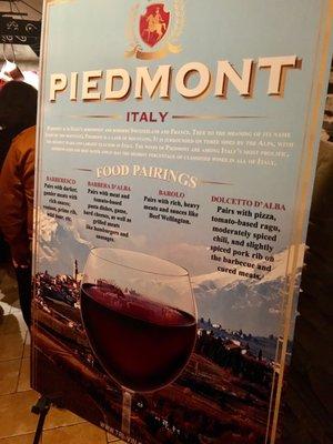 Piedmont region Covalli Wine Dinner