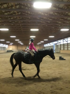 My daughter having a lesson in the indoor ring