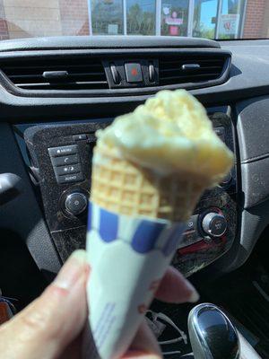 It was the perfect size but sadly the ice cream was a very poor quality. Tasted like it had big chunks of wax in it.