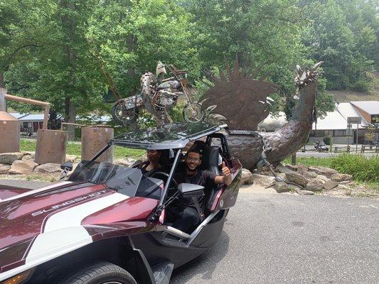 Son and daughter at the Tail of the Dragon