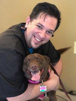 Joe and Carmen after a nice bath, de-shed and nail trim!