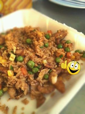 Chicken fried rice. Spicy. Yum.