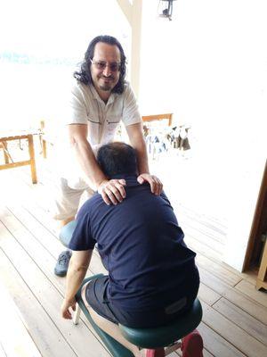 Chair massage at the event.