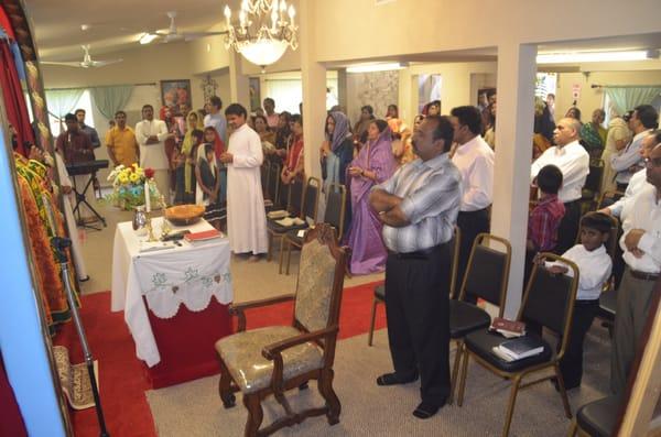 Inside church