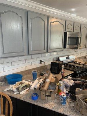 Painting and tile backsplash