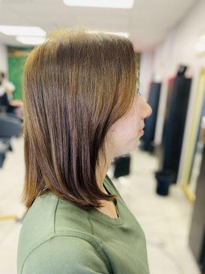 My first haircut in El Paso :) ! Mariana also did a fantastic job once again coloring my hair and covering my white/gray hair :D !