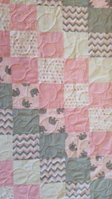 Baby Elephants E2E on a baby quilt