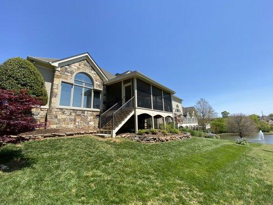 Screened porch on the golf course.