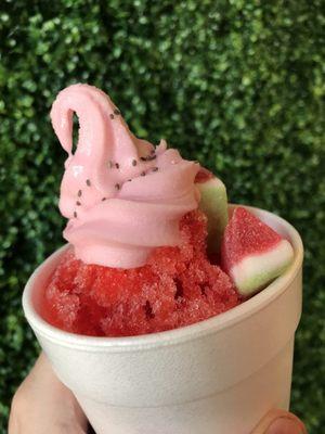 Watermelon Stuffed Snow Cone