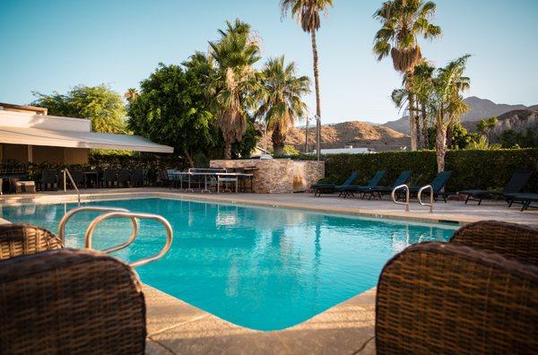 The pool area where residents are able to lounge in the warm sunshine or take a dip in the pool most days.