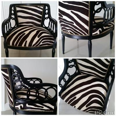 CONTEMPORARY BLACK AND WHITE ZEBRA PRINT REAL LEATHER CHAIR