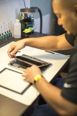 We repair tablets, including replacing screens, batteries and charge ports.