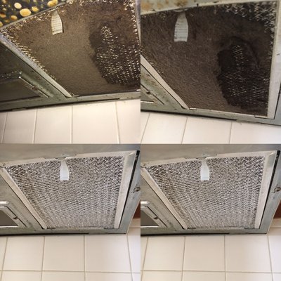 Before and after shot of microwave vent, it was left immaculately clean by one of our experts!