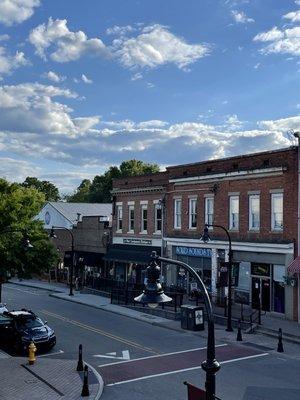 View of downtown wake forest from the rooftop.