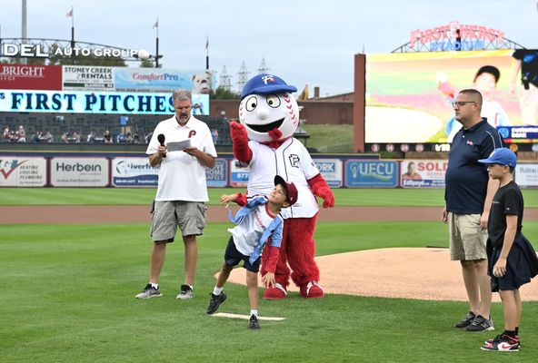 Joel first pitch at AG Night with the Reading Phillies