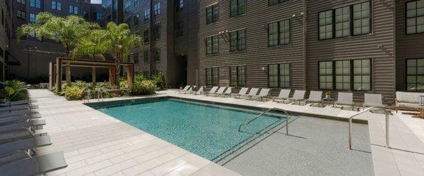 The Paramount's pool and cabanas in the luxurious courtyard are available to all residents.