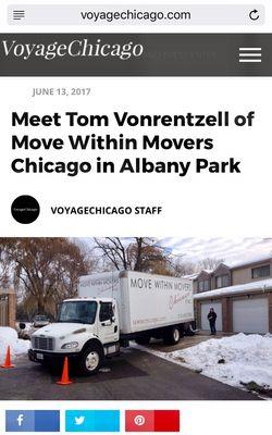 Check out our story on Voyage Chicago. We're proud to be Chicagoland's premier moving specialists.