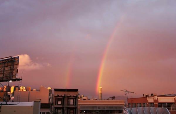 A double rainbow view from my balcony.