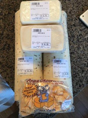 My purchases including Aged Brick Cheese that is hard to find in Michigan