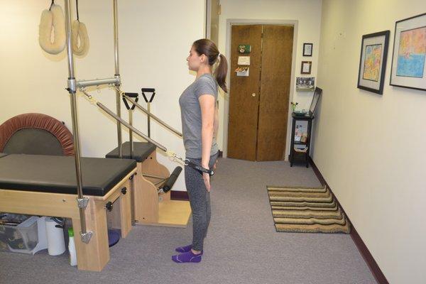 Shoulder extension exercises with the Pilates Trapeze Table