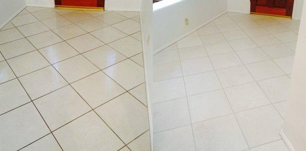 Before and After of porcelain tile and grout!