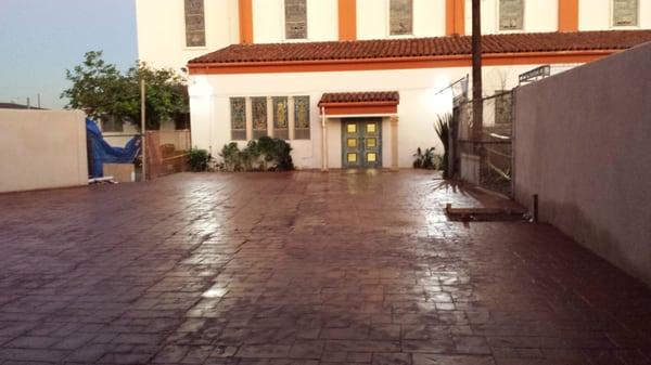 Stamp Concrete patio at St Joseph church Project in Hawthorne ca,