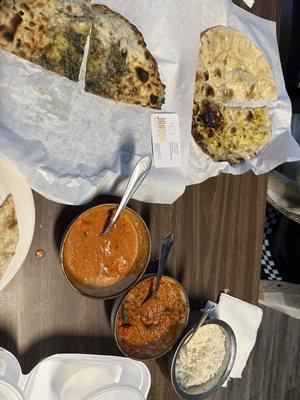 Chicken Tikka Masala, Paneer Makhani, Garlic Naan, Butter Naan,