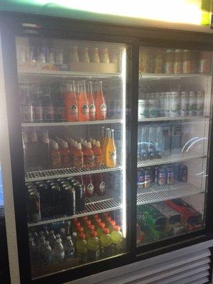 There is a concession refrigerator with cool drinks