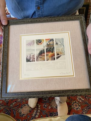 Framed etching of Quebec