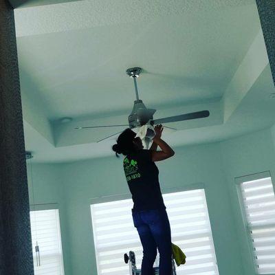 Cleaning from the top to to floor