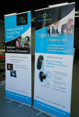 Retractable Banners showcase your products at trade shows or in the office.