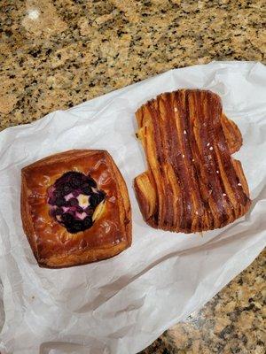 Blueberry and cream cheese Danish and  pain suisse. East Bay Bakery