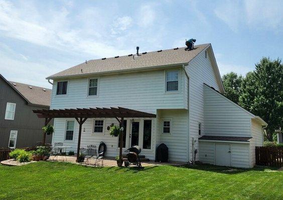 Finishing up a roof on a repeat customer.