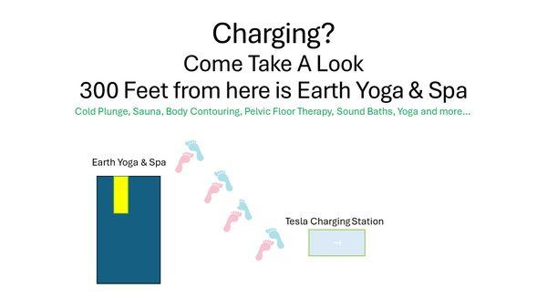 The Premier Yoga & Spa of the Hi Desert is 300 feet from your car. Come take a look while charging...