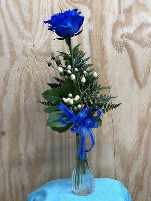 Single Blue Rose Budvase