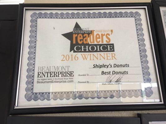 Shipley donuts got best reader's choice Every year