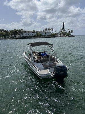 Deck boat at Hillsboro Inlet