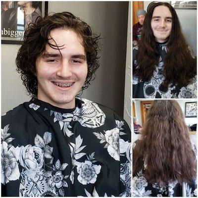 An amazing young man that grew his hair for 8 years so he could donate it!