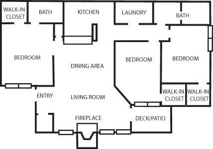 Three Bedroom/Two Bath 1340Sq. Feet