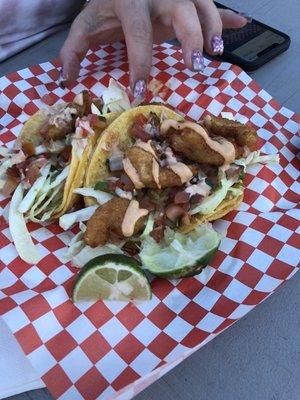 Shrimp tacos (yum yummy)